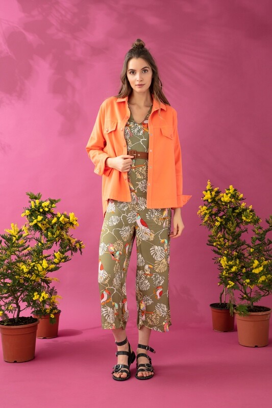 denim jacket coral or turquoise colour