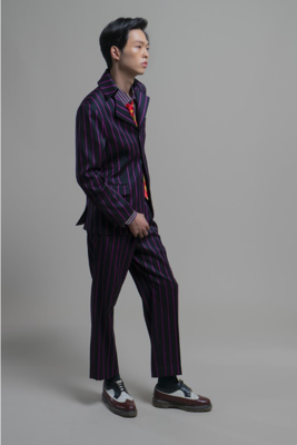 A wool jacket in stripe print