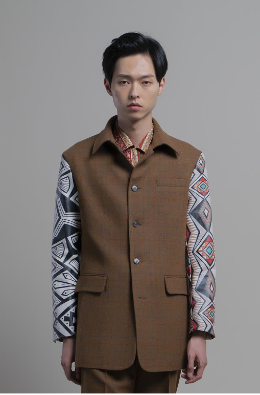 A wool jacket with Leather sleeves