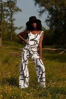 FAM - Elise jumpsuit Black and white eco print