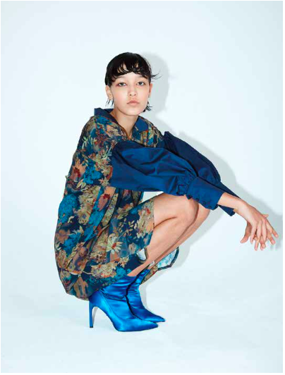 FAM - Alley Dress - eco print blue