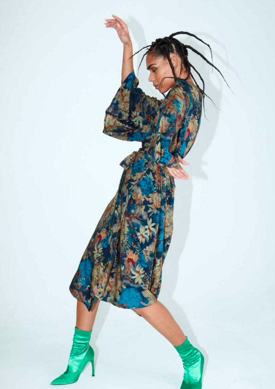 Cielo Dress - eco print bleu