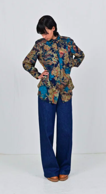 FAM - Julian Blouse eco print blue