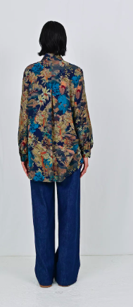 FAM - Julian Blouse eco print blue