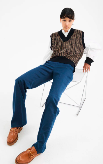 FAM- Jody Debardeur - Blue and Camel knit (Belgium Knitwear)