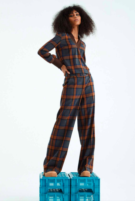 FAM- Lisa Trousers - Sustainable Bleu Caro