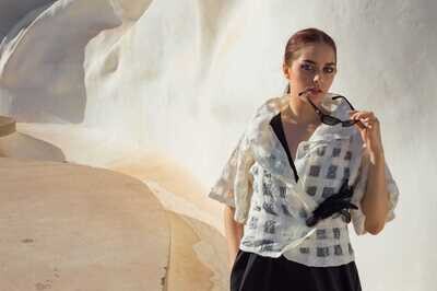 Handmade jacket  in a combination of silk and merino wool