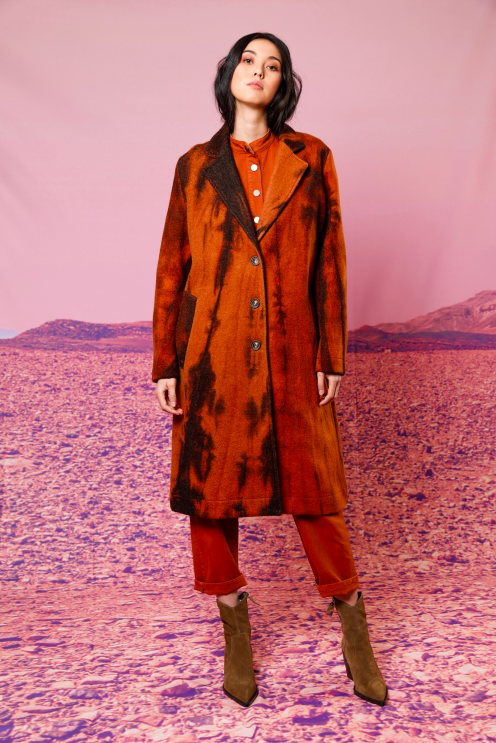 IMPREVU COAT TYE &amp; DYE Cognac