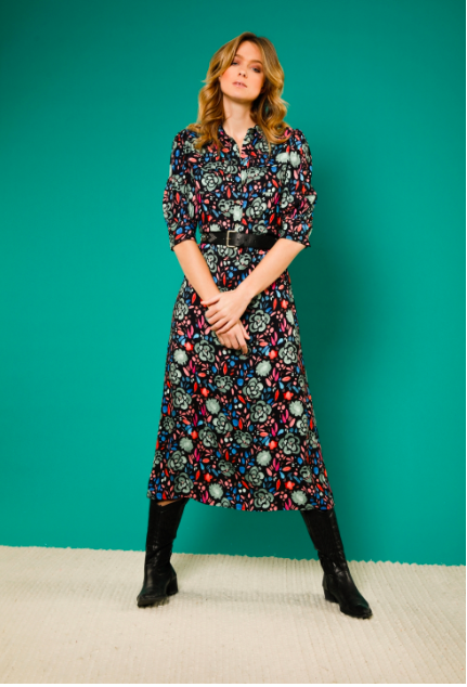 IMPREVU Dress Sweet flower BLACK
