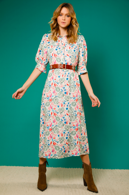 IMPREVU - Dress Sweet flower white