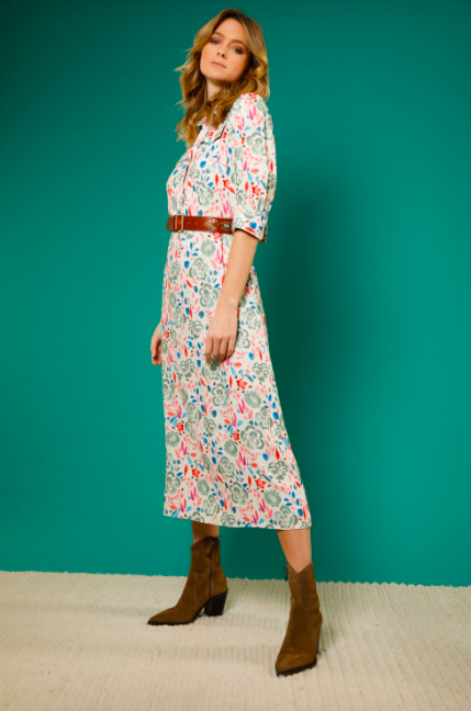 IMPREVU - Dress Sweet flower white