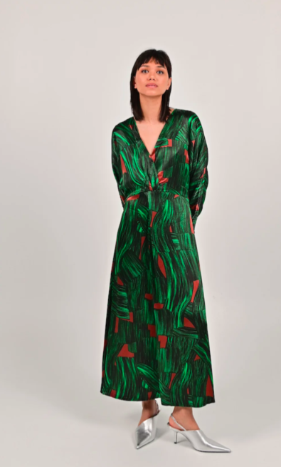 FAM ARI DRESS - ECO PRINT GREEN
