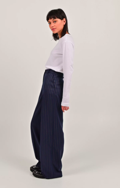 LISA PANTS - PIN-STRIPE BLEU