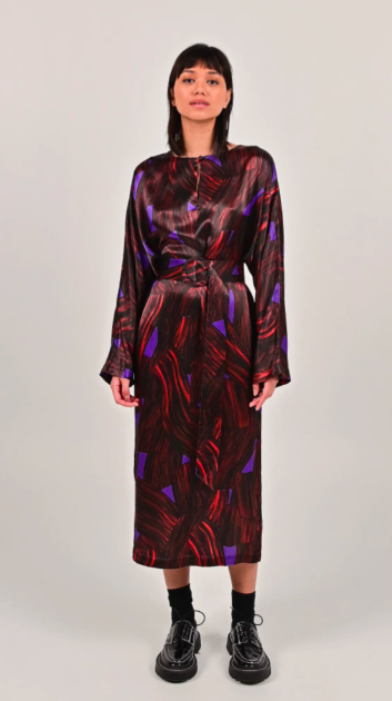 ELIN DRESS - ECO PRINT PURPLE