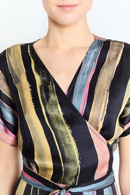 JULIETTE DRESS : BLACK ECO PRINT SILK