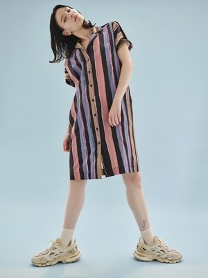 TIA DRESS - BLACK PARACHUTE ECO PRINT