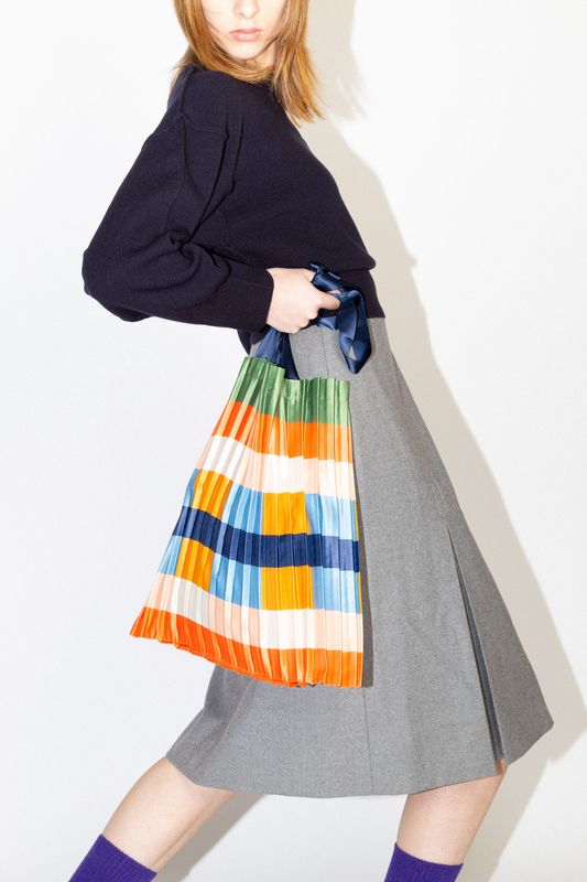 VIETRI Satin Pleated Tote Bag