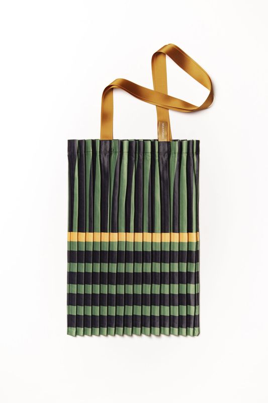 RAVELLO GREEN Satin Pleated Tote Bag