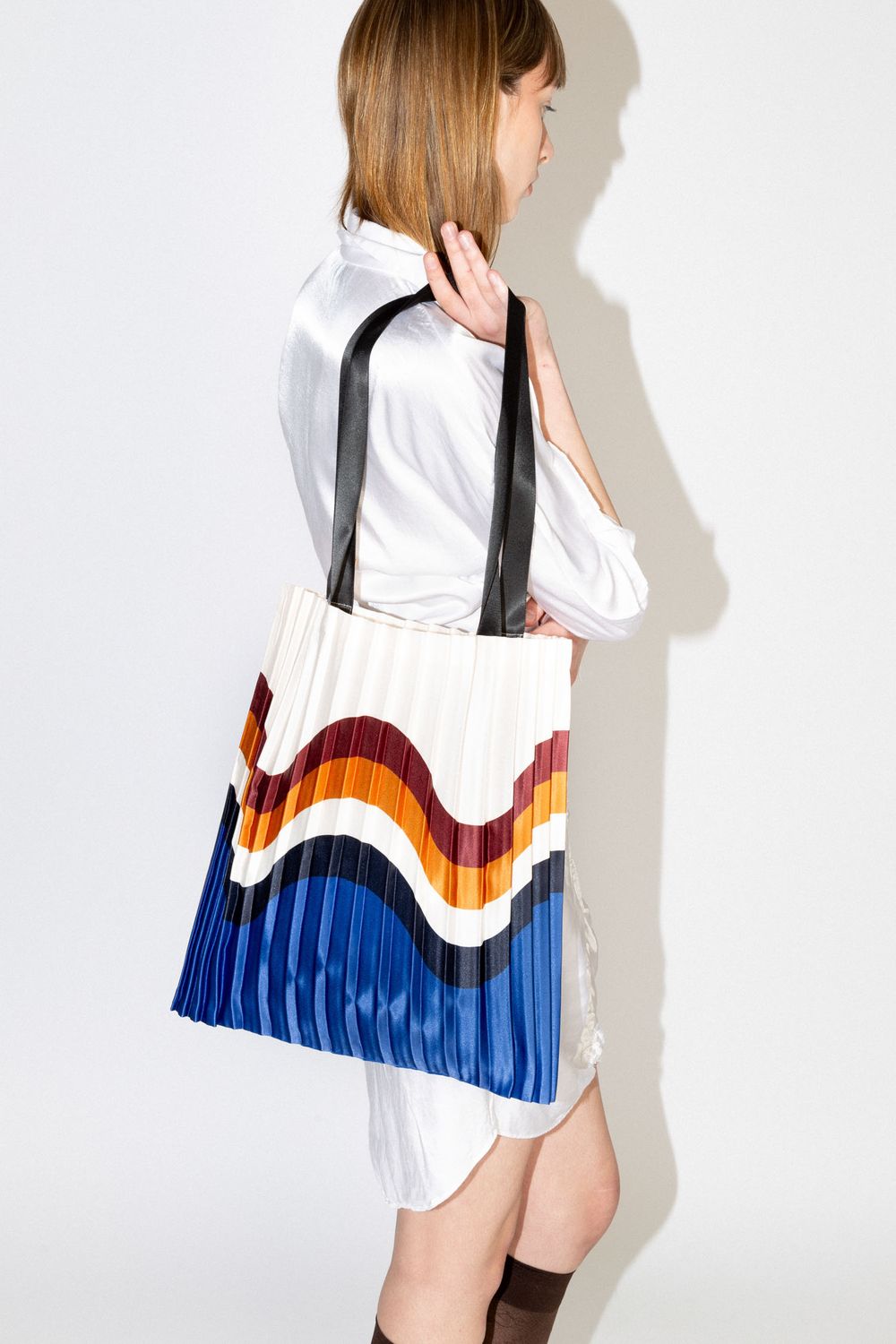 Amalfi Satin Pleated Tote Bag