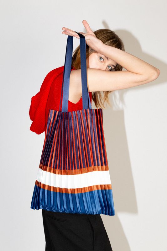 Chiavari Satin Pleated Tote Bag