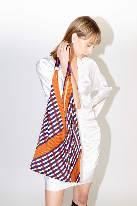 Sophia Terracotta Satin Pleated Y- Bag