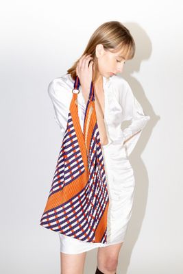 Sophia Terracotta Satin Pleated Y- Bag