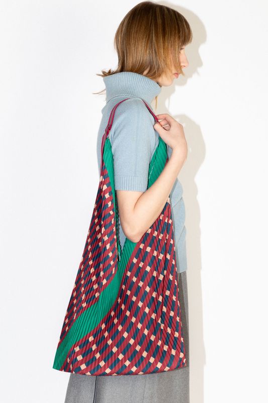 Sophia Green Satin Pleated Y- Bag