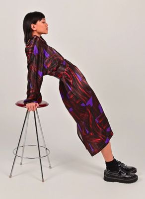 ELIN DRESS - ECO PRINT PURPLE