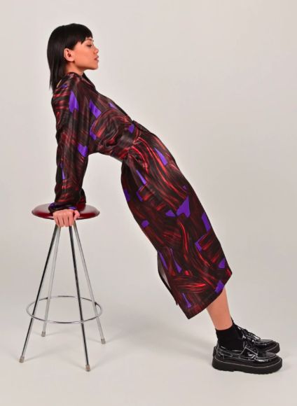 ELIN DRESS - ECO PRINT PURPLE