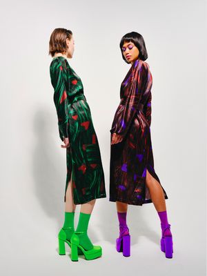 FAM ARI DRESS - ECO PRINT GREEN