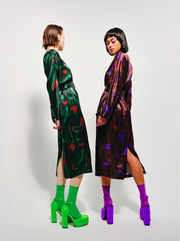 FAM ARI DRESS - ECO PRINT GREEN