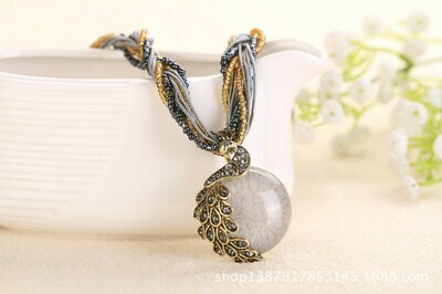 Bohemian Necklace with Peacock Accessories