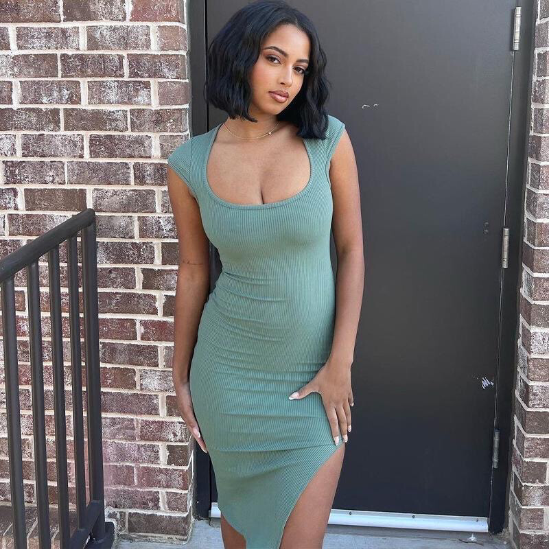 Olive Snatched midi dress