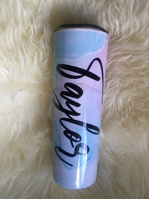 Watercolour Pink And Blue Personalised Tumbler