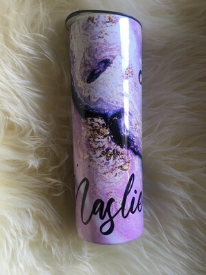 Purple And Gold Abstract Personalised Tumbler