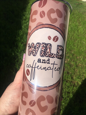 Wild And Caffeinated Leopard Prime 20oz Stainless Steel Tumbler With Lid And Star For Hot Or Iced Coffee