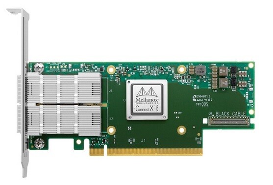 NVIDIA Mellanox
ConnectX-6 VPI Original-Adapter, 100Gb/s (HDR100, EDR IB and 100GbE), dual-p ort QSFP56, PCIe 3.0/4.0 x16, 
4 Jahre Garantie, sofort lieferbar
