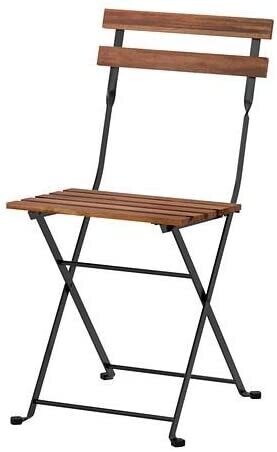 Chaise naturel en fer forgé et bois