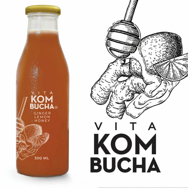 Ginger Lemon Honey Kombucha