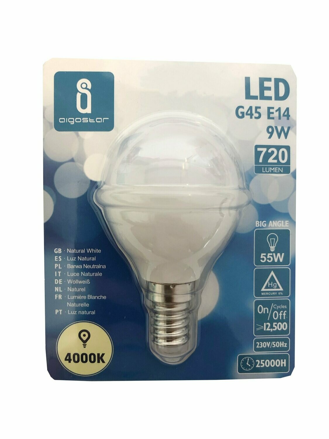 LAMPADINA LED E14 9W LUCE NATURALE