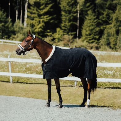 ​Fleece-Abschwitzdecke mit Kunstfellkragen