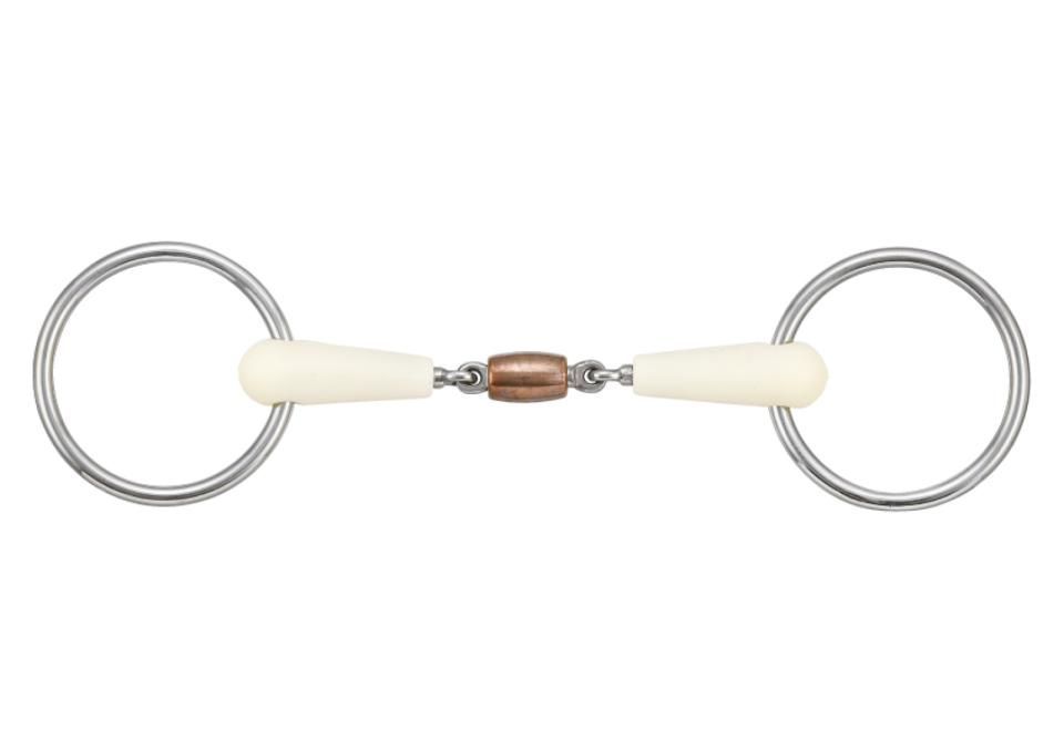 Happy Mouth Gebiss doppelt gebrochen mit Kupferrolle & losen Ringen Happy Mouth Gebiss doppelt gebrochen mit Kupferrolle & losen Ringen