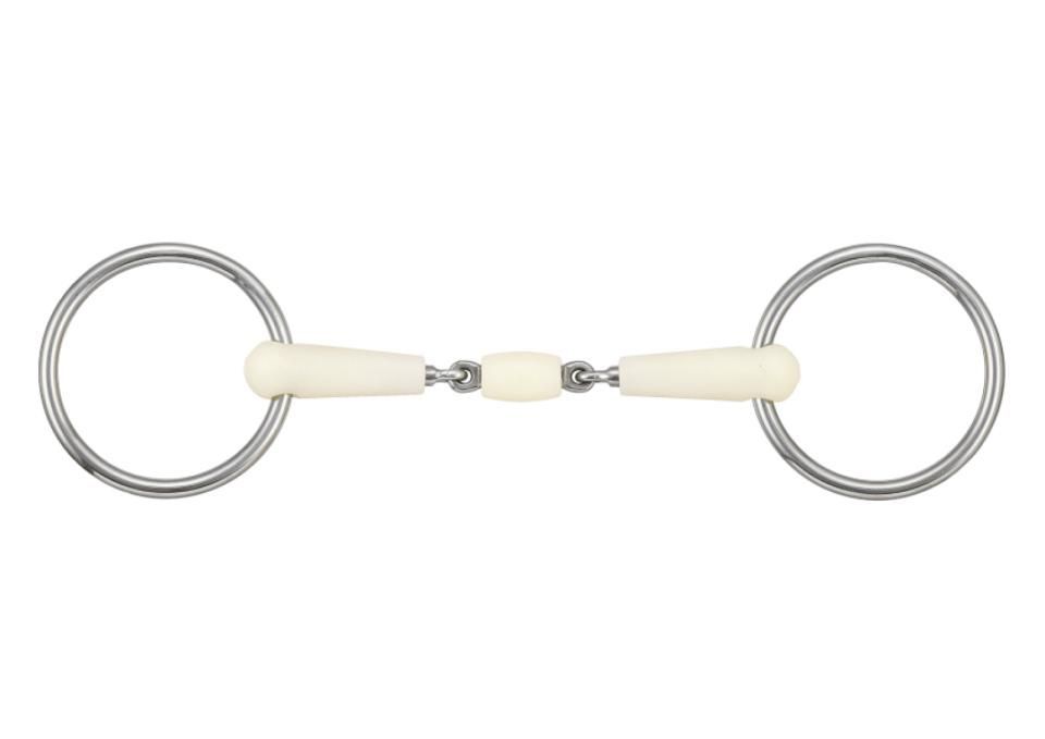Happy Mouth Gebiss doppelt gebrochen mit Rolle & losen Ringen Happy Mouth Gebiss doppelt gebrochen mit Rolle & losen Ringen