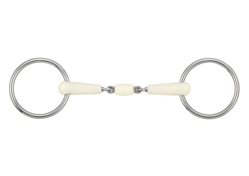 Happy Mouth Gebiss doppelt gebrochen mit Rolle & losen Ringen Happy Mouth Gebiss doppelt gebrochen mit Rolle & losen Ringen