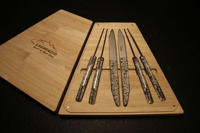 Coffret de 6 couteaux de table en granit du Mont-Blanc