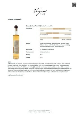 Grappa Berta Monprà, 70cl