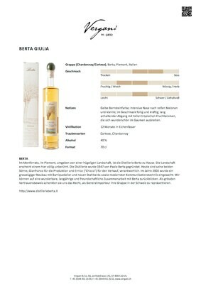 Grappa Berta Giulia, 70cl