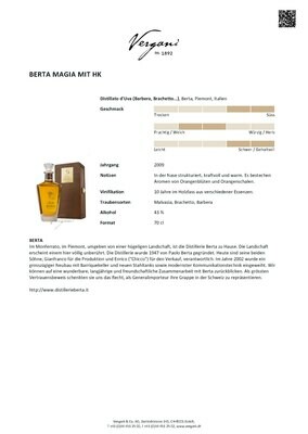 Grappa Berta Magia, 70cl