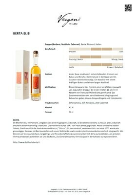 Grappa Berta Elisi, 100cl