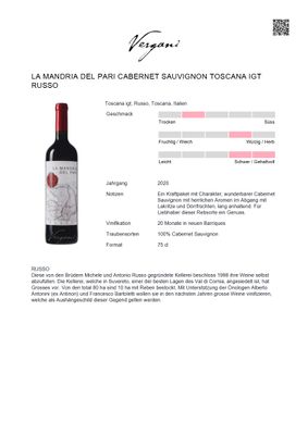 La Mandria del Pari Cabernet Sauvignon Toscana igt Russo